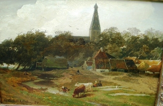 Bild Gemälde - Andreas Achenbach - Dorf