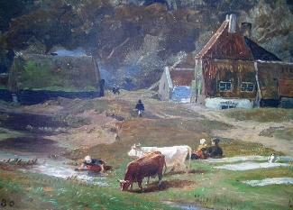 Bild Gemälde - Andrea Achenbach - Dorf