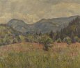 Bild Gemälde Landsberger Sommerwiese mit Berglandschaft