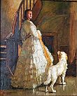 Ernst Liebermann - elegante Dame mit weissem Hund