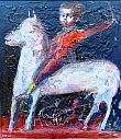 Bild Gemälde - Andrei Medwedew - roter Reiter auf weissem Pferd