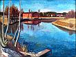 Bild Gemälde - Karl Schlageter - Blockhaus am Fluss