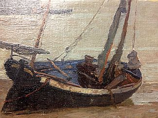 Bild Gemälde - Gustav Schönleber - Fischerboot in Cuxhaven 1896