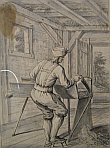 Bild Gemälde - unbekannt - Bauer beim Strohschneiden