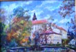Bild Gemälde - Prof. Oldrich Zezula - Stadt mit Brunnen
