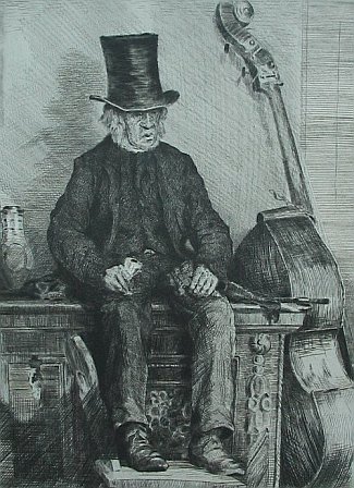 Bild Gemälde - Hermann Kätelhön - Schwälmer Musiker mit Bass