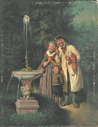 Bild Gemälde - Franz Kels - Am Brunnen