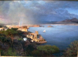 Bild Gemälde - Oswald Achenbach - Landschaft mit Regenbogen in der Bucht von Neapel