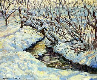 Bild Gemälde - Ferdinand Barth - winterlicher Bachlauf