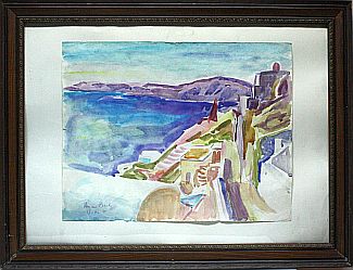 Bild Gemälde - Heymo Bach - Mediterane Ortschaft am Meer