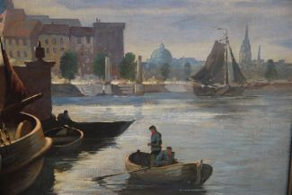 Bild Gemälde - Oskar Becker - Hafen mit alten Kränen