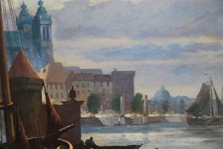 Bild Gemälde - Oskar Becker - Hafen mit alten Kränen