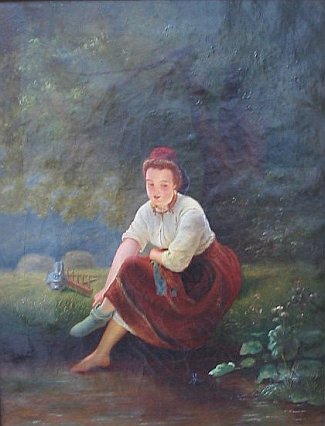 Bild Gemälde - Alexander Dachsenhausen - Schwälmerin am Bach