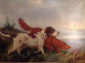 Bild Gemälde - Carl Friedrich Deiker - Zwei Jagdhunde