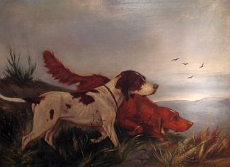 Bild Gemälde - Carl Friedrich Deiker - Zwei Jagdhunde