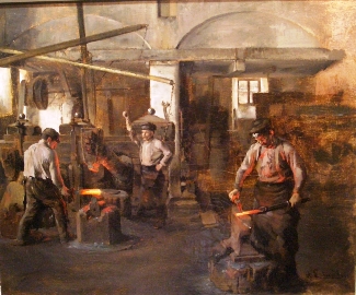 Bild Gemälde - Alois Eckardt - Hammerschmiede um 1887/88