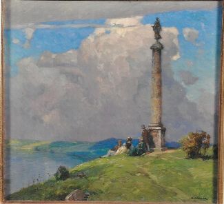 Bild Gemälde - Hermann Göhler - Säule mit Personen am Bodensee