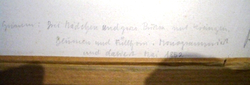 Bild Gemälde - Ludwig Emil Grimm - Drei Mädchen und zwei Putten unter Bäumen und Blumen