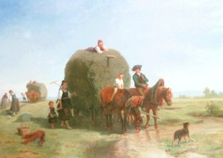 Bild Gemälde Wilhelm Hahn Heuernte in der Schwalm
