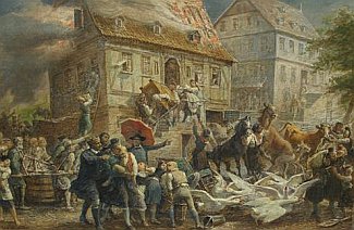 Bild Gemälde Hasselhorst Brennendes Haus