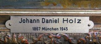 Bild Gemälde - Johann Daniel Holz - Hirte mit Kühen in der Schwemme
