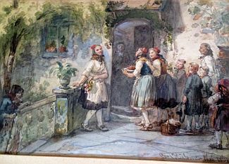 Bild Gemälde - Prof. Carl Wilhelm Hübner - Die Festtagsgäste