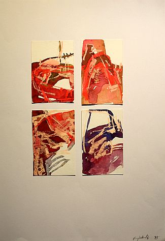 Bild Gemälde - Kim Jung Im - Vier Aquarelle in rot, orange und violett