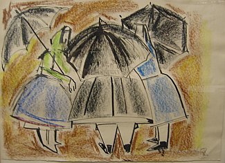 Bild Gemälde - Henner Knauf - Schwälmer mit Schirm