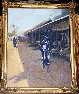 Bild Gemälde - Wilhelm Kuhnert - Afrikanscher Markt