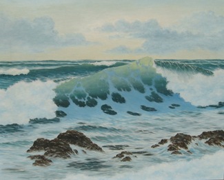 Bild Gemälde - K. Kjellsen - Brandung, vermutl. Atlantik