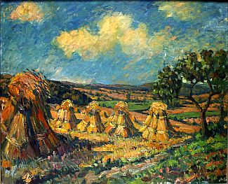Bild Gemälde - Berta Lenz-Weigand - Gladenbacher Sommerlandschaft mit Kornpuppen