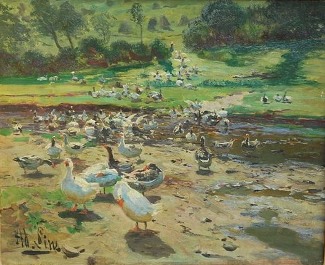 Bild Gemälde - Adolf Lins - Gänsebach