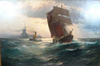 Bild Gemälde - Müller-Gossen - Hafenverkehr