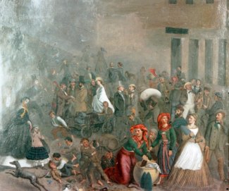 Bild Gemälde Friedrich Meyerheim Marktplatzszene