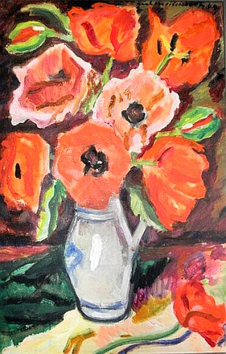 Bild Gemälde - Karl Meisenbach - Mohnblumen im Krug