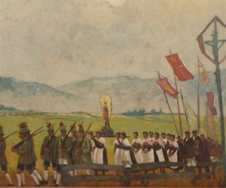 Bild Gemälde Karl Mons Prozession in Wackersberg bei Bad Tölz
