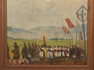 Bild Gemälde Karl Mons Prozession in Wackersberg bei Bad Tölz