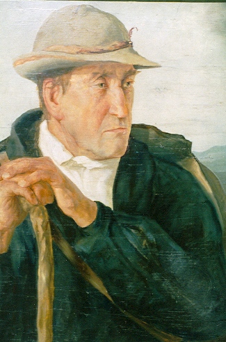 Bild Gemälde - Karl Mons - Schwälmer Bauer mit Hut und Stock
