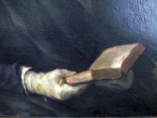 Bild Gemälde - Karl Mons - Drei Schwälmerinnen in der Schönber Kapelle Röllshausen