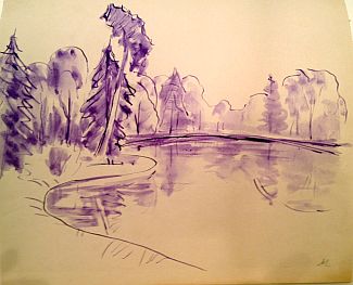 Bild Gemälde - Helmut Müller-Leutert - Landschaft in lila