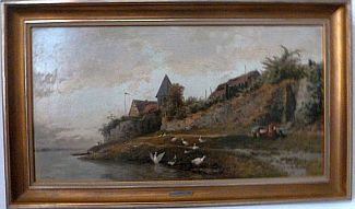 Bild Gemälde - Hugo Mühlig - An der Elbe