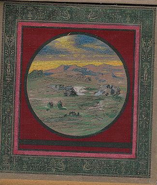 Bild Gemälde - Prof. Johannes Niessen - Landschaft mit Bergen und gelbem Himmel