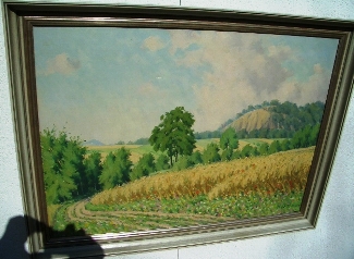 Bild Gemälde - Heinrich Ohlwein - Kornfeld und Berg bei Kassel
