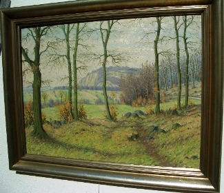 Bild Gemälde - Heinrich Ohlwein - Blick auf einen Berg und ein Dorf bei Kassel