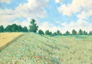 Bild Gemälde - Heinrich Ohlwein - Sommerwiese bei Kassel