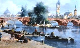 Bild Gemälde - Peter Götz Pallmann - Die alte Frankfurter Mainbrücke