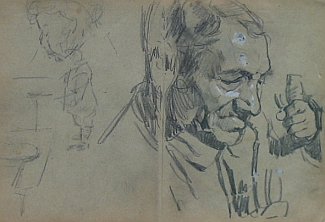 Bild Gemälde - Pforr Johannes - Studie eines alten mit Randeinfallskizzen