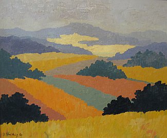 Bild Gemälde - Irmi Prütting - Blick von Burg Mellnau ins Lahntal