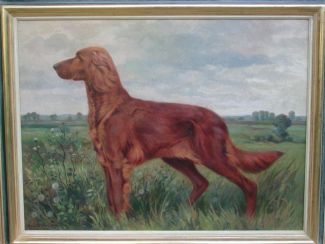 Bild Gemälde - Renz Waller - Brauner Setter in weiter Landschaft