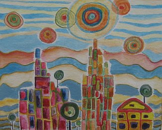 Bild Gemälde - Thomas Riethar - Surrealistische Stadt